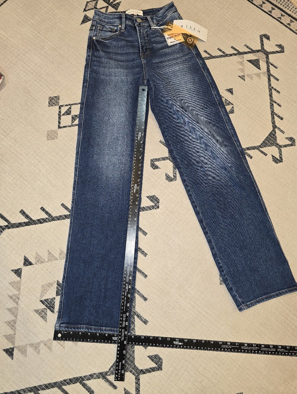 Risen Tummy Control High Rise Baggy Wide Leg Jeans Dark Wash Size 0/24 NWT - Picture 10 of 15